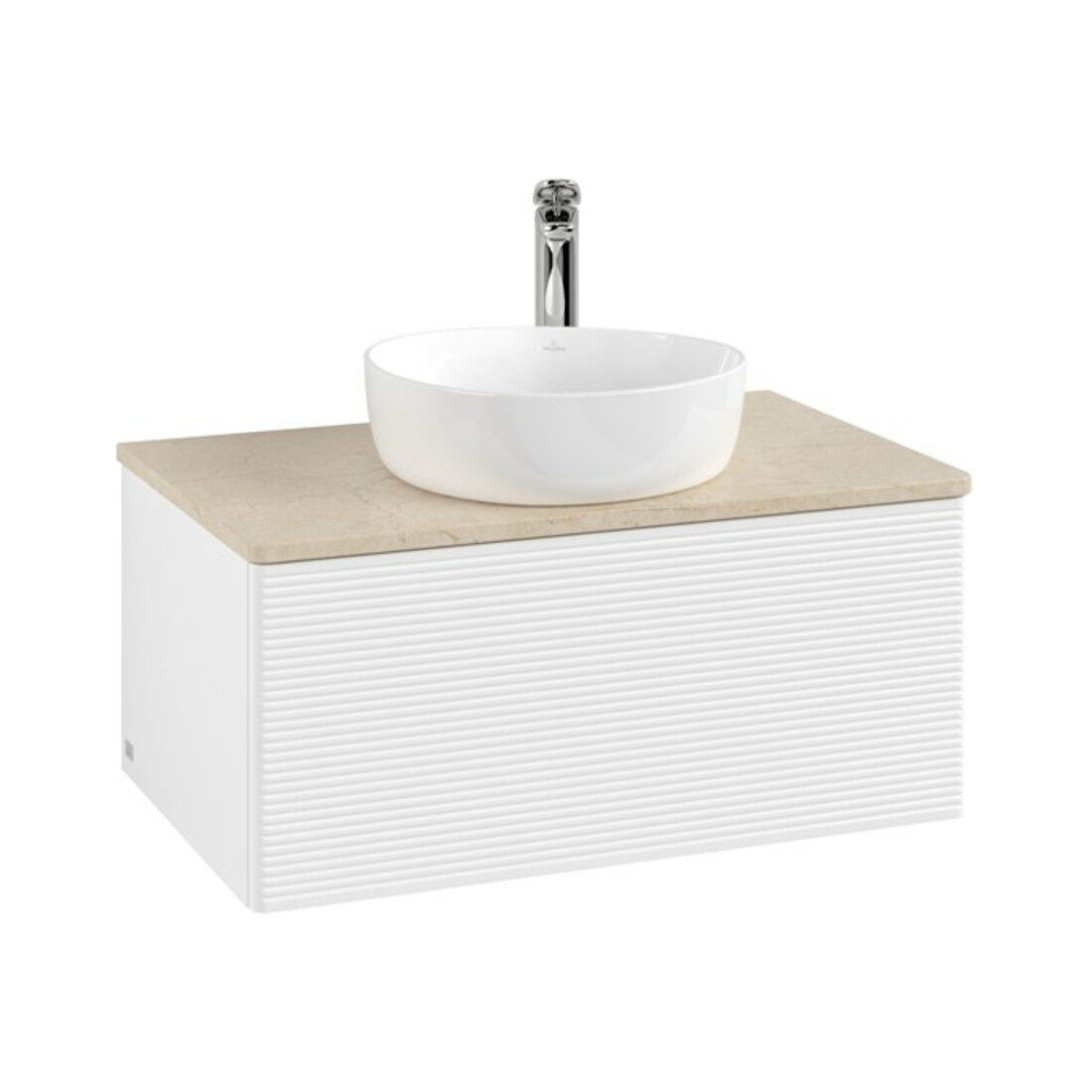 V&B Meuble sous lavabo avec structure de façade - Éclairage Antao 80x36x50cm, HL, WBP botti., blanc avec Lac