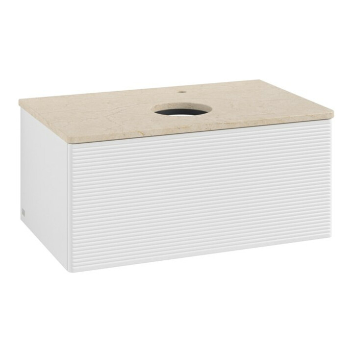 V&B Meuble sous lavabo avec structure de façade - Éclairage Antao 80x36x50cm, HL, WBP botti., blanc brillant Lac