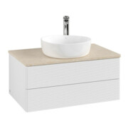 V&B Meuble sous-lavabo avec structure de façade - Éclairage Antao 80x36x50cm, HL, WBP botti., blanc brillant Lac-3