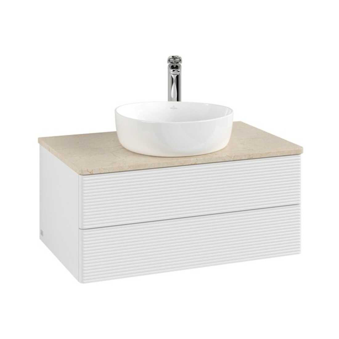 V&B Meuble sous-lavabo avec structure de façade - Éclairage Antao 80x36x50cm, HL, WBP botti., blanc brillant Lac
