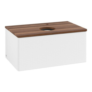 V&B Meuble sous lavabo avec structure de façade - Éclairage Antao 80x36x50cm, HL, WBP chêne, blanc m Lac