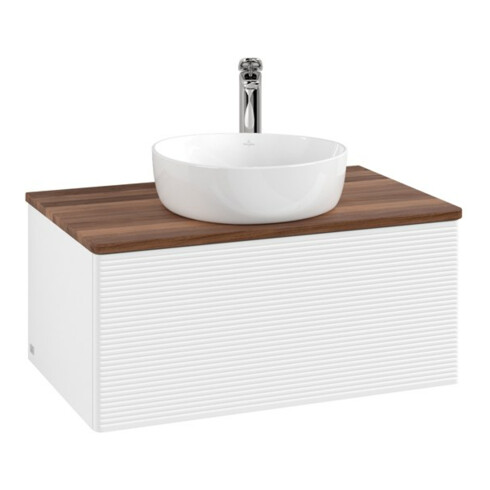 V&B Meuble sous lavabo avec structure de façade - Éclairage Antao 80x36x50cm, HL, WBP chêne, blanc m Lac