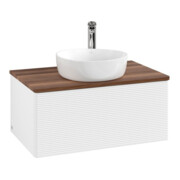V&B Meuble sous lavabo avec structure de façade - Éclairage Antao 80x36x50cm, HL, WBP chêne, blanc m Lac-3