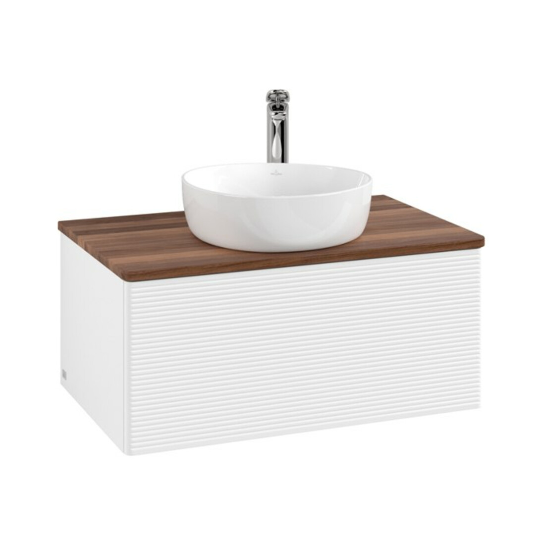 V&B Meuble sous lavabo avec structure de façade - Éclairage Antao 80x36x50cm, HL, WBP chêne, blanc m Lac