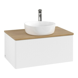 V&B Meuble sous-lavabo avec structure de façade - Éclairage Antao 80x36x50cm, HL, WBP hon. Oa, blanc avec Lac