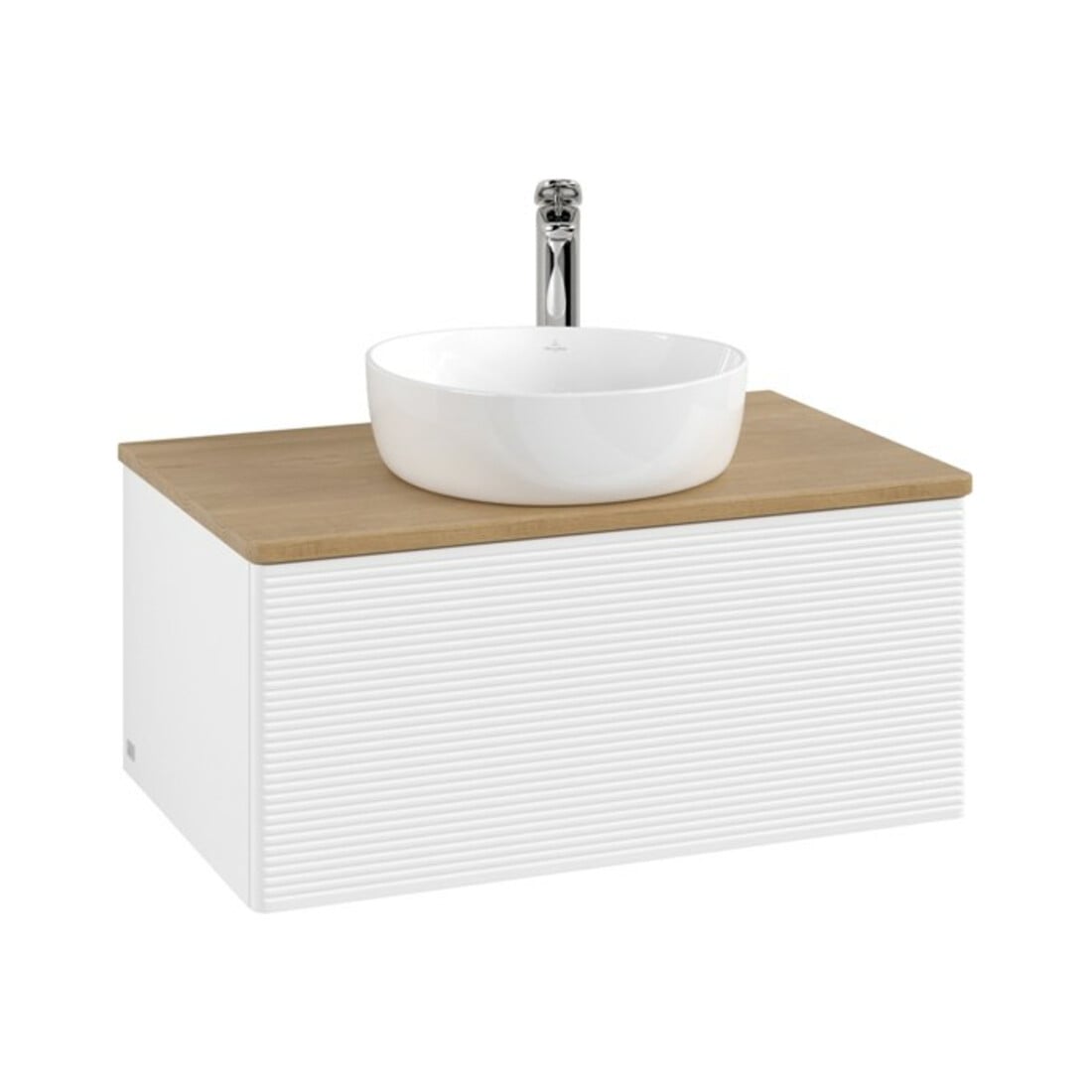 V&B Meuble sous-lavabo avec structure de façade - Éclairage Antao 80x36x50cm, HL, WBP hon. Oa, blanc avec Lac