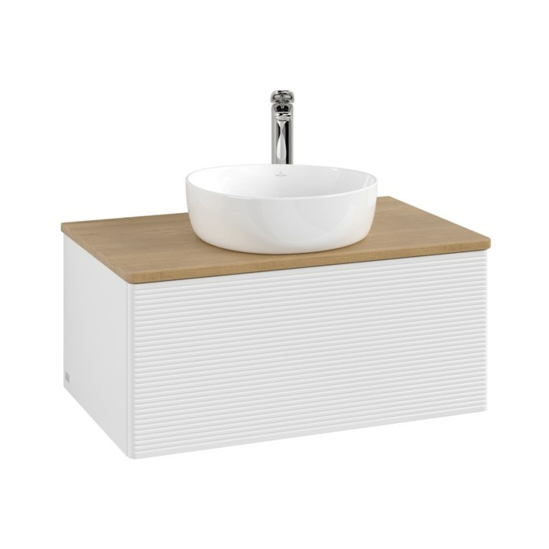 V&B Meuble sous lavabo avec structure de façade - Éclairage Antao 80x36x50cm, HL, WBP hon. Oa, blanc brillant Lac