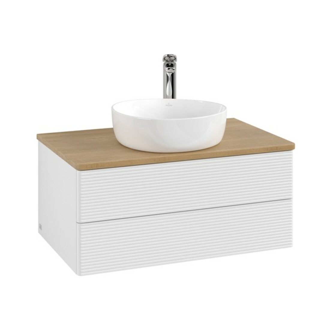 V&B Meuble sous lavabo avec structure de façade - Éclairage Antao 80x36x50cm, HL, WBP hon. Oa, blanc brillant Lac