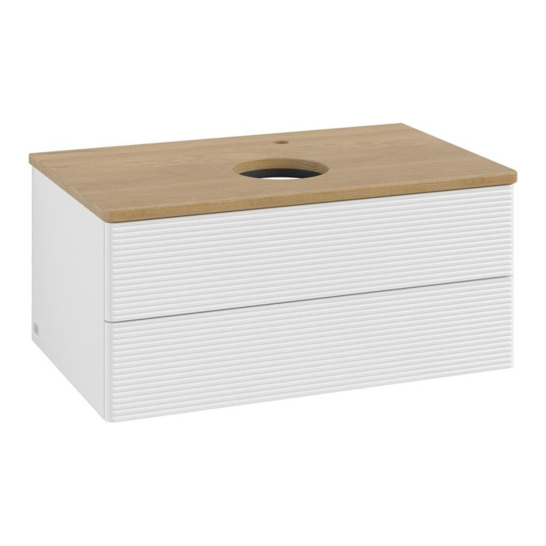 V&B Meuble sous lavabo avec structure de façade - Éclairage Antao 80x36x50cm, HL, WBP hon. Oa, blanc brillant Lac