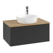 V&B Meuble sous lavabo avec structure de façade - Éclairage Antao 80x36x50cm, HL, WBP hon. Oa, bleu m Lac
