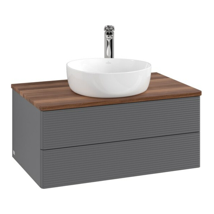 V&B Meuble sous lavabo avec structure de façade - Éclairage Antao 80x36x50cm, HL, WBP w wa, Anthrac. m Lac