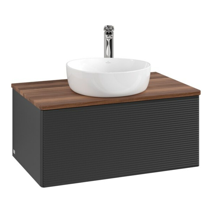 V&B Meuble sous lavabo avec structure de façade - Éclairage Antao 80x36x50cm, HL, WBP w. wal, bla m Lac