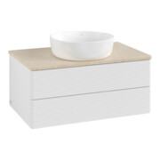 V&B Meuble sous lavabo avec structure de façade - éclairage Antao 80x36x50cm, WBP botti., blanc brillant Lac-3