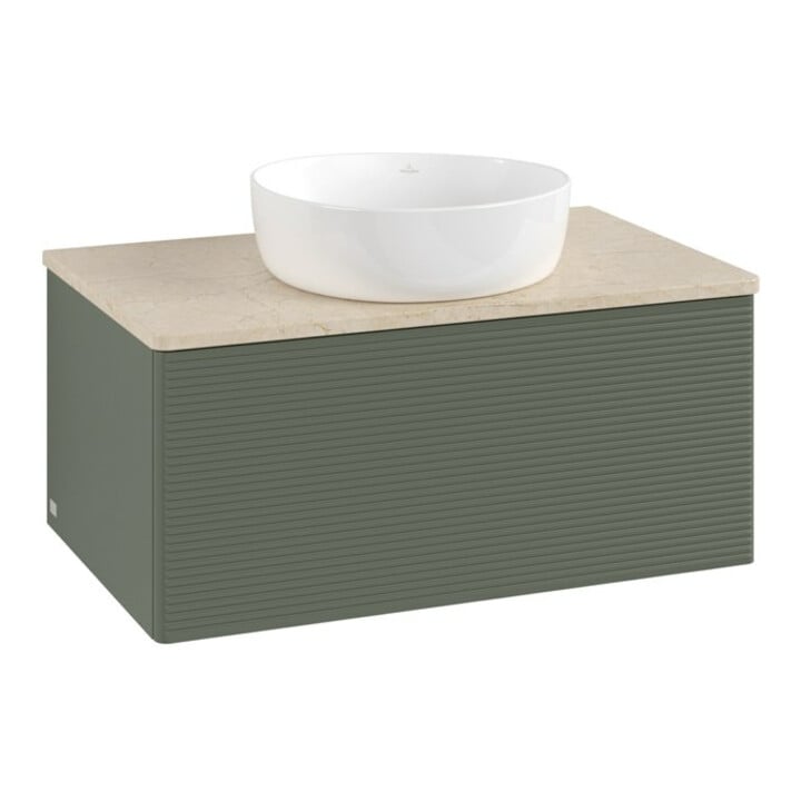 V&B Meuble sous-lavabo avec structure de façade - Éclairage Antao 80x36x50cm, WBP botti., lea gre. m Lac