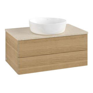 V&B Meuble sous lavabo avec structure de façade - Éclairage Antao 80x36x50cm, WBP couleur botti, chêne miel