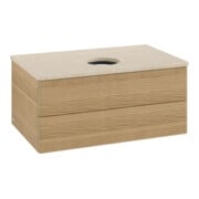 V&B Meuble sous lavabo avec structure de façade - Éclairage Antao 80x36x50cm, WBP couleur botti, chêne miel-3