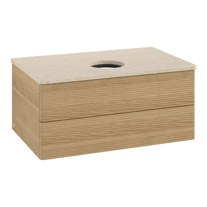 V&B Meuble sous lavabo avec structure de façade - Éclairage Antao 80x36x50cm, WBP couleur botti, chêne miel