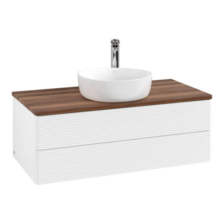 V&B Meuble sous lavabo avec structure frontale Antao 100x36x50cm, HL, WBP chêne, blanc avec Lac