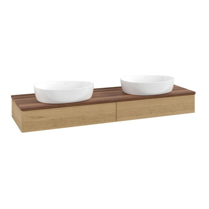 V&B Meuble sous lavabo avec structure frontale Antao 160x50cm, couleur WBP noyer, chêne miel