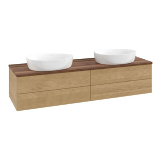 V&B Meuble sous-lavabo avec structure frontale Antao 160x50cm, couleur WBP noyer, chêne miel