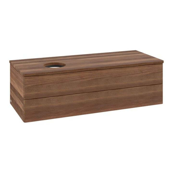 V&B Meuble sous lavabo avec structure frontale, éclairage Antao 120x36x50cm, couleur WBP w. noyer