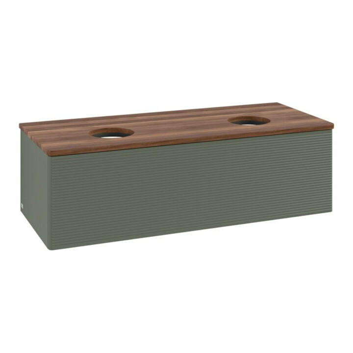 V&B Meuble sous-lavabo avec structure frontale, éclairage Antao 120x36x50cm, WBP w. wal, lea gre. m Lac