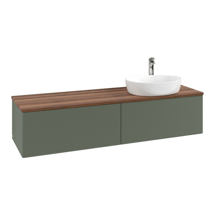 V&B Meuble sous lavabo avec structure frontale - Éclairage Antao 160x50 cm, HL, WBP w. wal, lea gre. m Lac