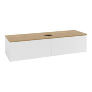 V&B Meuble sous lavabo avec structure frontale - éclairage Antao 160x50cm, couleur WBP miel Oa, blanc brillant Lac