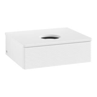 V&B Meuble sous lavabo avec structure frontale - Éclairage Antao 60x19x50cm, couleur WBP Lac, blanc laqué