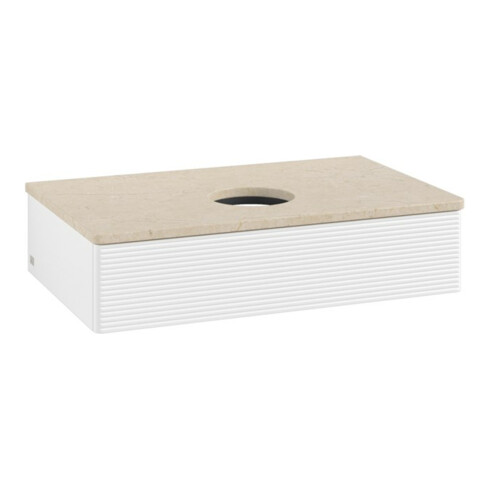 V&B Meuble sous lavabo avec structure frontale - éclairage Antao 80x19x50cm, couleur WBP botti., blanc mat Lac
