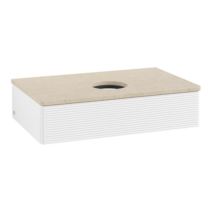 V&B Meuble sous lavabo avec structure frontale - éclairage Antao 80x19x50cm, couleur WBP botti., blanc mat Lac