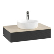 V&B Meuble sous lavabo avec structure frontale - Éclairage Antao 80x19x50cm, HL, WBP botti., bleu mat Lac