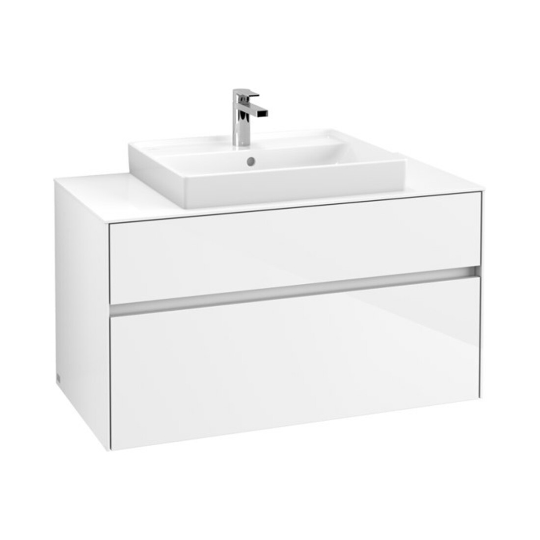 V&B Meuble sous-lavabo Collaro 100x54,8x50 cm, EV centré, blanc brillant