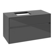 V&B Meuble sous lavabo Collaro 100x54,8x50 cm, évier gauche, gris brillant