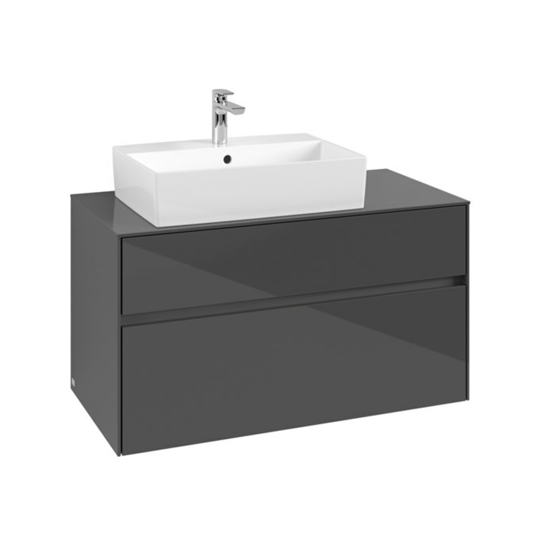 V&B Meuble sous lavabo Collaro 100x54,8x50 cm, évier gauche, gris brillant