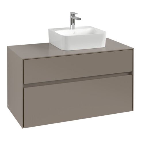 V&B Meuble sous-lavabo Collaro 100x54,8x50 cm, lavabo à droite, LED 7,3 W, bleu volcan
