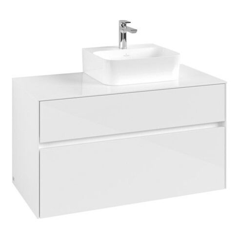 V&B Meuble sous lavabo Collaro 100x54,8x50 cm, lavabo droit, blanc brillant