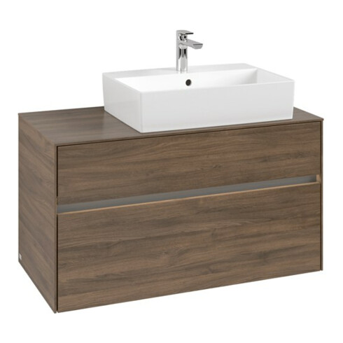V&B Meuble sous lavabo Collaro 100x54,8x50 cm, lavabo droit, LED 7,3 W, Ariz. Oa