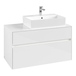 V&B Meuble sous lavabo Collaro 100x54,8x50 cm, lavabo droit, LED 7,3 W, blanc brillant