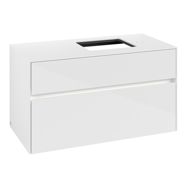 V&B Meuble sous lavabo Collaro 100x54,8x50 cm, lavabo droit, LED 7,3 W, blanc brillant