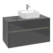 V&B Meuble sous-lavabo Collaro 100x54,8x50 cm, lavabo droit, LED 7,3 W, glo Gr