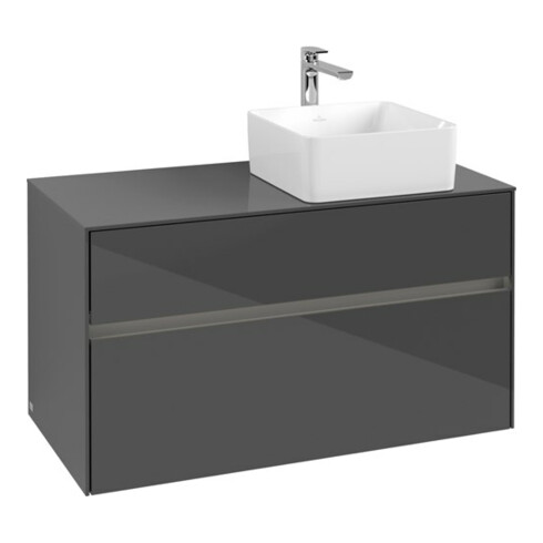 V&B Meuble sous-lavabo Collaro 100x54,8x50 cm, lavabo droit, LED 7,3 W, glo Gr