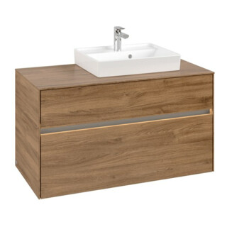 V&B Meuble sous lavabo Collaro 100x54,8x50 cm, lavabo droit, LED 7,3 W, Kan Oa