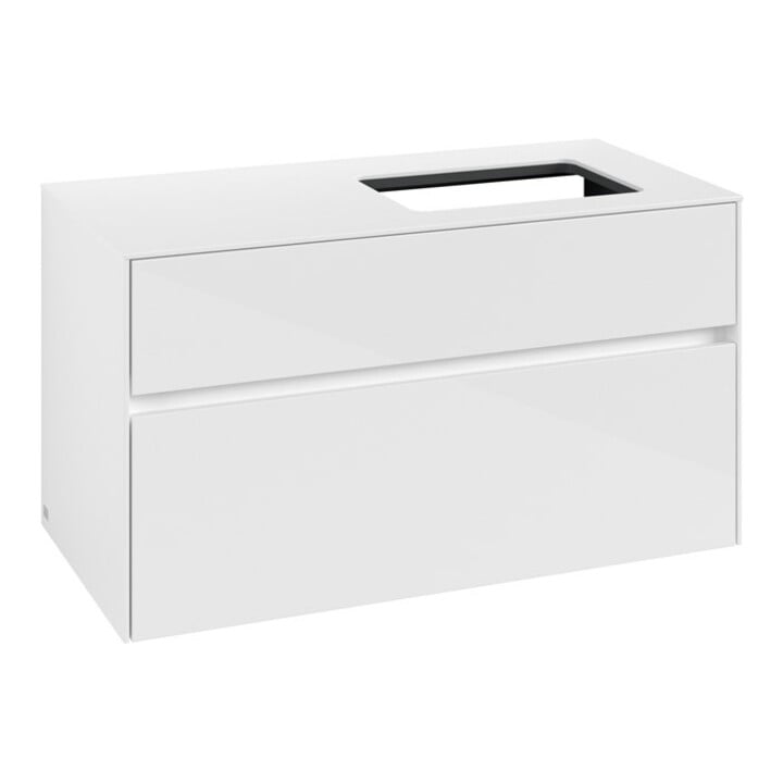 V&B Meuble sous lavabo Collaro 100x54,8x50 cm, lavabo droite, blanc brillant