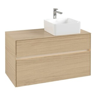V&B Meuble sous lavabo Collaro 100x54,8x50 cm, lavabo droite, LED 7,3 W, Nord Oa
