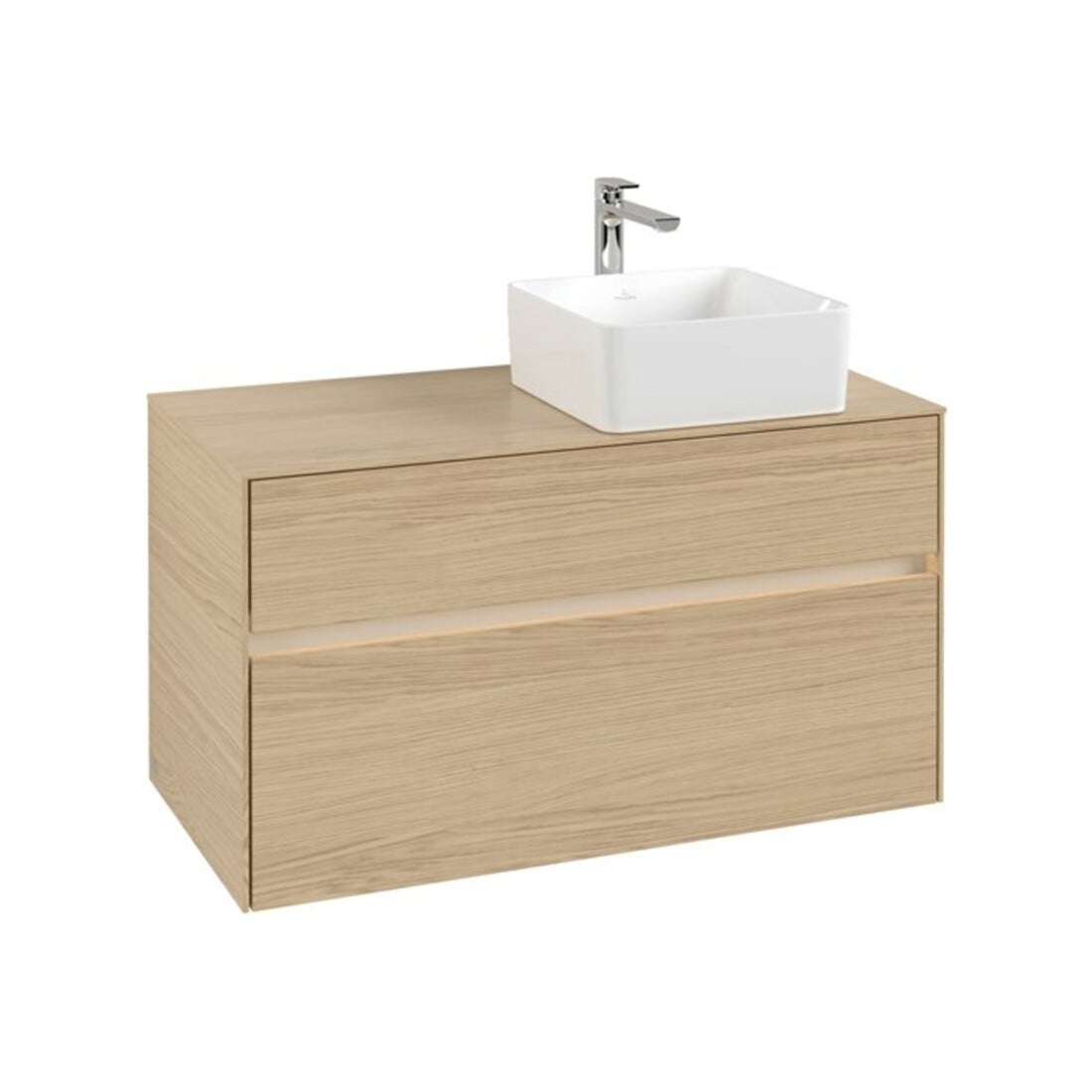 V&B Meuble sous lavabo Collaro 100x54,8x50 cm, lavabo droite, LED 7,3 W, Nord Oa