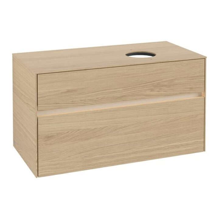 V&B Meuble sous lavabo Collaro 100x54,8x50 cm, lavabo droite, LED 7,3 W, Nord Oa