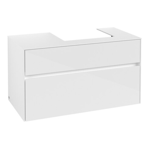 V&B Meuble sous-lavabo Collaro 100x54,8x50 cm, LV droite, blanc brillant