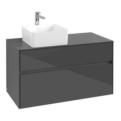 V&B Meuble sous lavabo Collaro 100x54,8x50 cm, LV gauche, Gris brillant