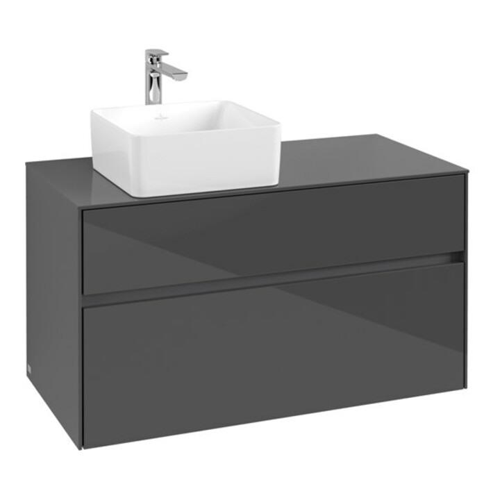 V&B Meuble sous lavabo Collaro 100x54,8x50 cm, LV gauche, Gris brillant